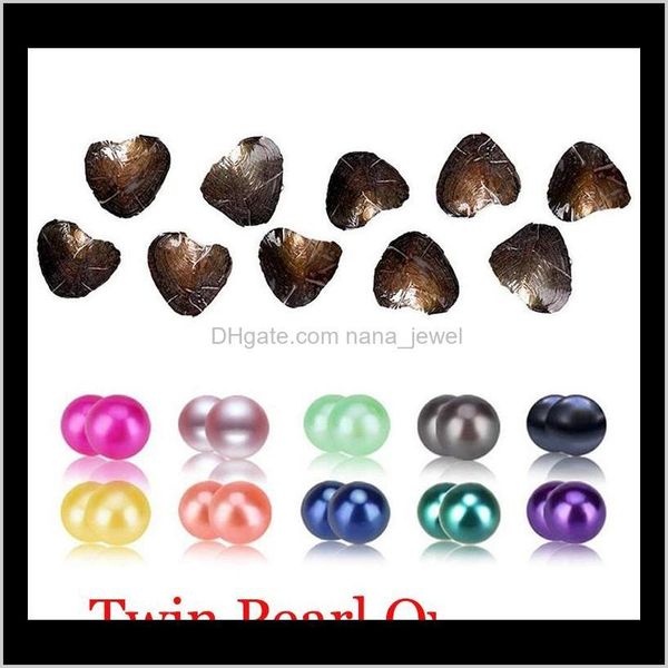 

2018 diy freshwater twins pearls in oysters 25 colors pearls oyster with vacuum-packing luxury jewelry birthday gift for women yzms5, White