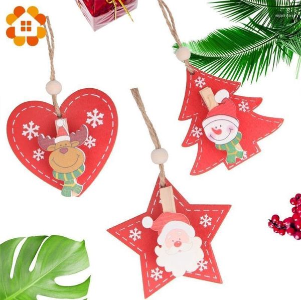 

christmas decorations 3pcs red wooden clips series pendants deer snowman santa claus clip ornaments wood crafts xmas tree decor1