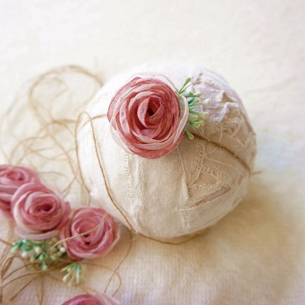 

hair accessories 2021 baby floral headband born flower pearl lace tie back halo simple po props infant toddler girl bows, Slivery;white
