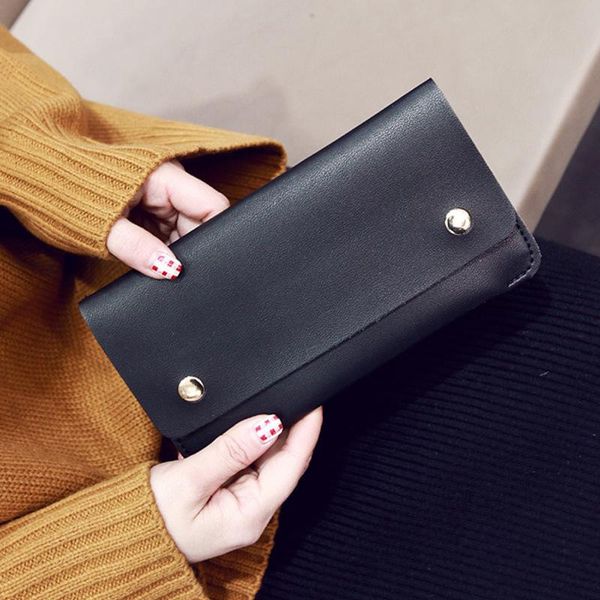 

wallets blevolo pu leather clutch bags lady slim long wallet solid hasp women korean style female purse 4 colors handbag, Red;black