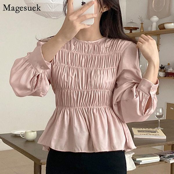 

women's blouses & shirts spring long sleeve pleated for women office lady chiffon shirt female fashion elegant blusas 11020, White