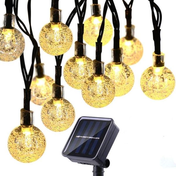 

solar lamps 20/30/50 leds crystal ball lamp power led string fairy lights waterproof garlands garden christmas decor for outdoor