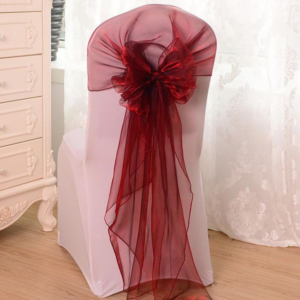 

sashes organza chair sash bow for wedding party banquet decor event decorations ties burgundy bands 65x275