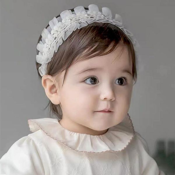 

hair accessories ins baby headband lace girls nylon for children princess head wrap infant cute headbands born po props, Slivery;white
