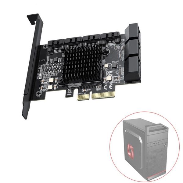 

computer cables & connectors pcie to sata3.0 10-port sata iii 6gbps controller expansion card pci express 10 adapter converter 750mb/s 6gb