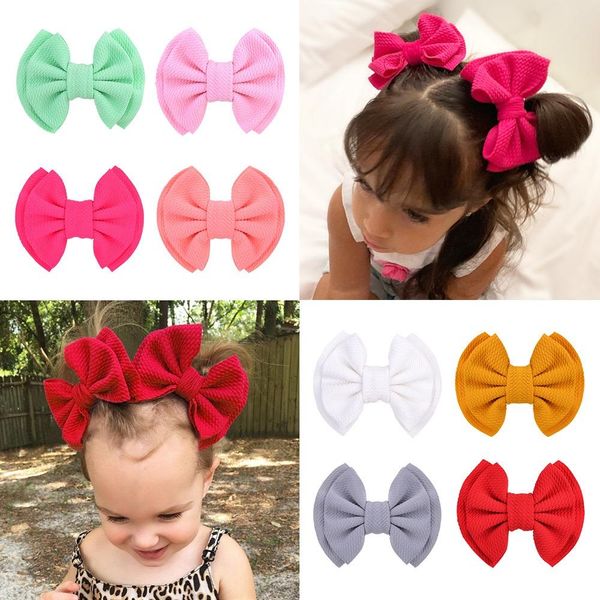 

8 colors ins baby girls barrettes bow headbands hair clips soft bowknot hairbands headwear kids headdress newborn turban head wraps, Slivery;white