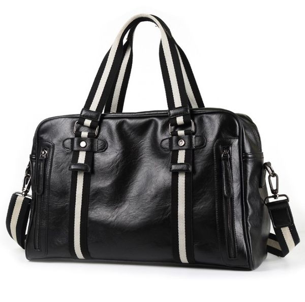 

male leather travel bag large duffle independent storage big fitness handbag luggage shoulder bags