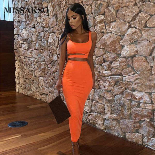 

missakso women sheath midi dress cut-out club ladies party two piece set summer solid black white bodycon dresses 210625, Black;gray