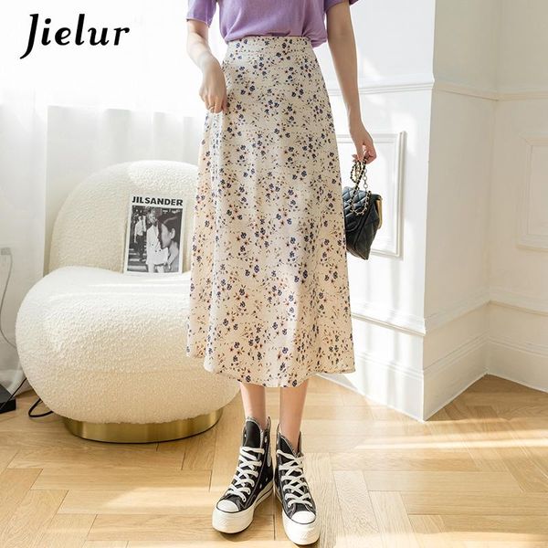 

skirts small fresh floral chiffon for women a-line loose black blue apricot casual skirt lady summer 2021