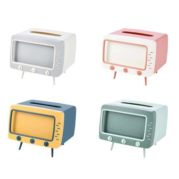 

tissue boxes & napkins 2 in1 tv napkin storage box mobile phone holder portable household deskpaper dispenser case