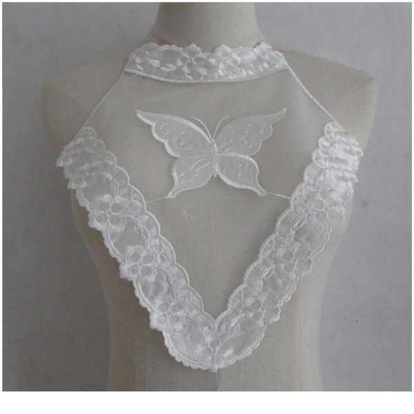 

white lace fabric embroidery applique tulle neckline diy lace collar sewing supplies decoration bride wedding dress acc qylaqw, Black