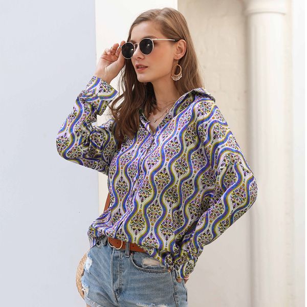 

spring summer women's shirt 2020 casual elegant loose blouses beach shirt female blusas women bohemian print full mujer 8vjs, Black;gray