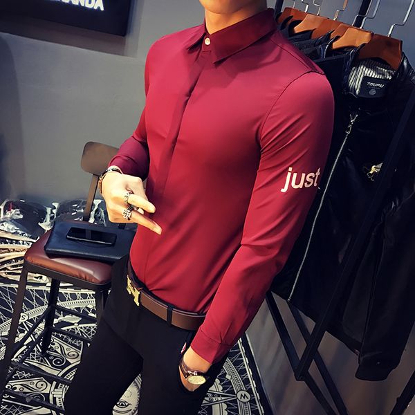 

primavera novo new coreano magro ajuste camisas casuais dos homens manga longa simples todos jogos streetwear formal jxxr, Black;brown