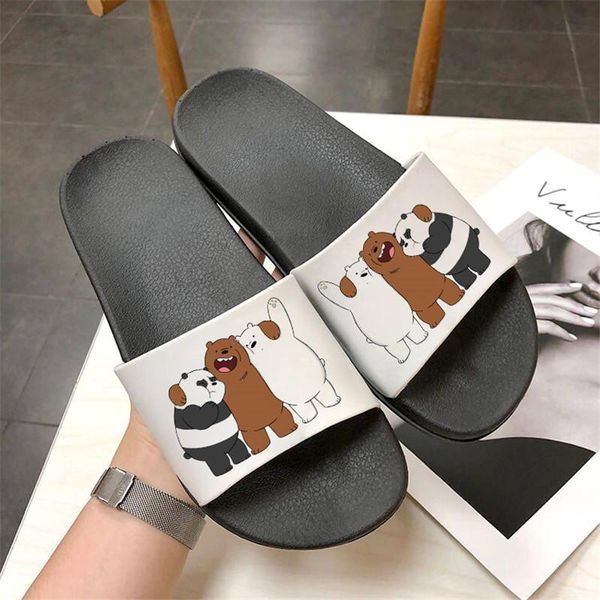

slippers cute women beach slides flip flops slip on cartoon slide sandals shoes zapatillas mujer, Black