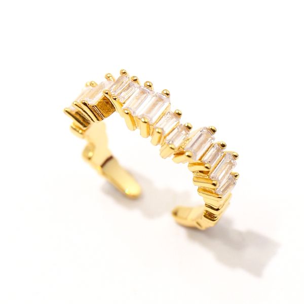 

simple eternal love iced out couple rings woman prong setting zircon plating 18k cuff ring for women fashion mothers day jewelry 4 colors wh, Silver