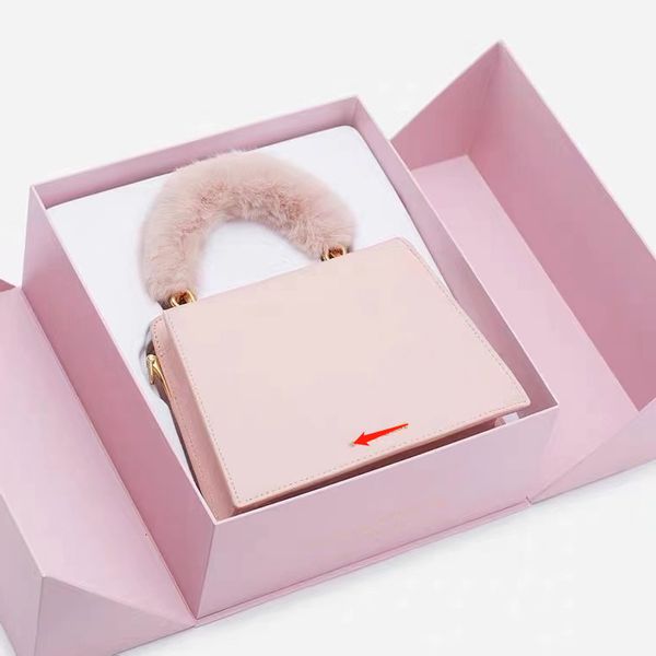 

c family letter small square bag with cover pink horizontal solid color soft handle medium magnetic buckle korean version single