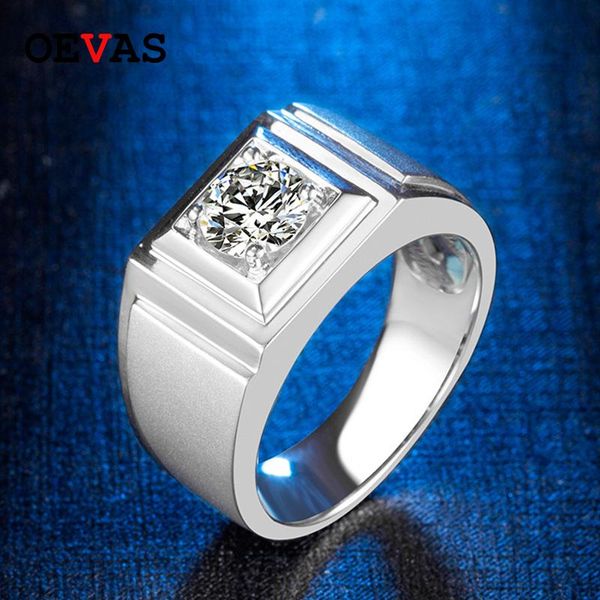 

cluster rings oevas 100% 925 sterling silver men ring real 1 d color moissanite engagement wedding party fine jewelry gift wholesale, Golden;silver