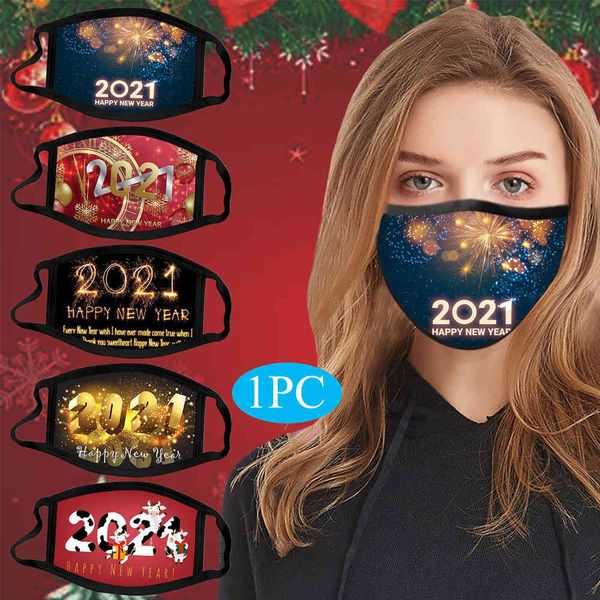 

custom logo 2021 new year cotton washable cloth mask happy new year
