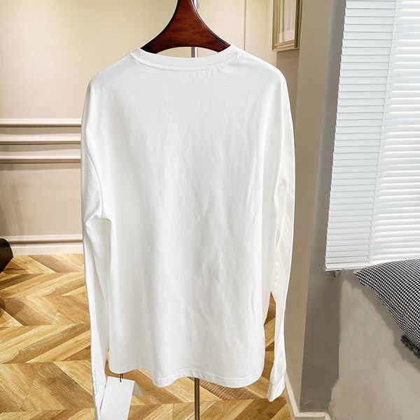 

2021 spring big wang white women's drill long sleeve t-shirt with round neck