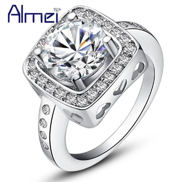 

wedding rings for women fashion white cz zircon jewerly silver color crystal ring anillos female vintage party anel gift j394, Slivery;golden