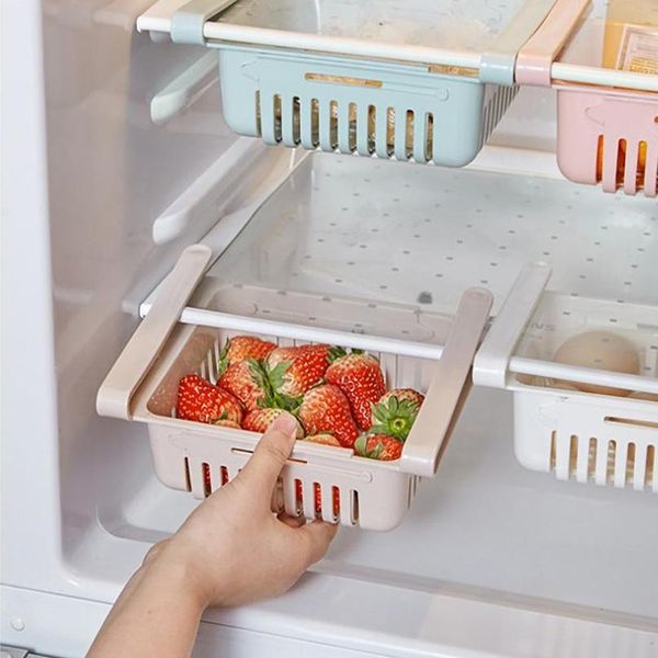 

adjustable kitchen organizer kitchen refrigerator storage rack fridge er shelf holder pull-out drawer organiser spa jlltew