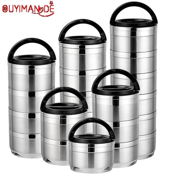 

dinnerware sets stainless steel heat preservation lunch box 1-6 layer super capacity japanese bento school office camping container