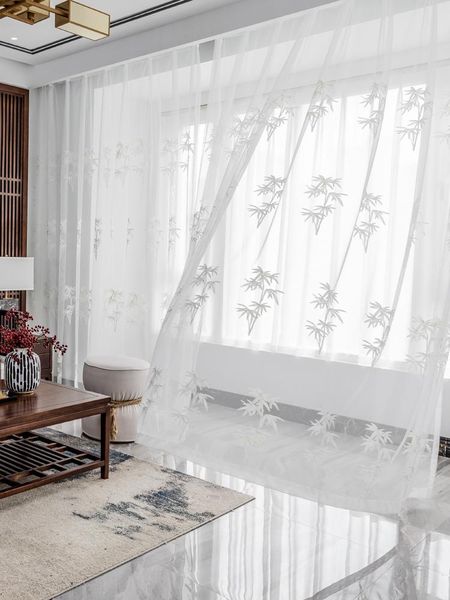 

curtain & drapes saizee chinese style embroidery tulle for living room white fabric decorative window bedroom