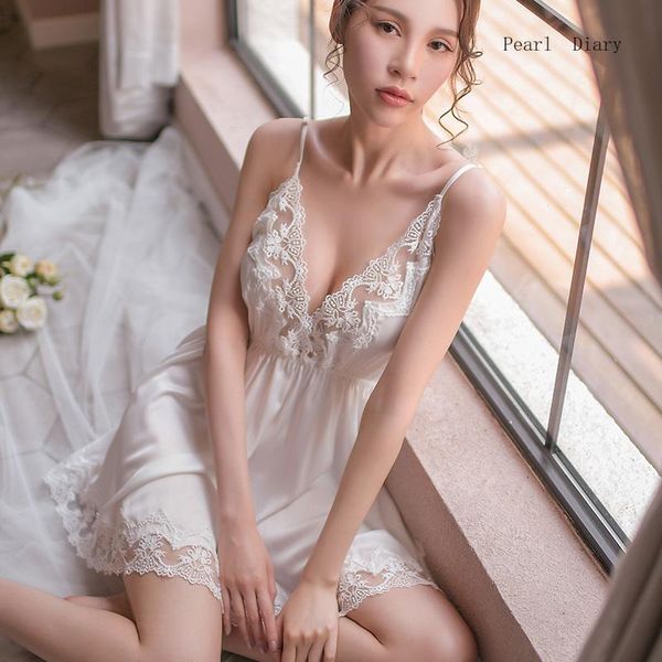 

women's sleepwear dress for women lingerie sling lace embroidery v-neck nightdress lenceria femenina, Black;red