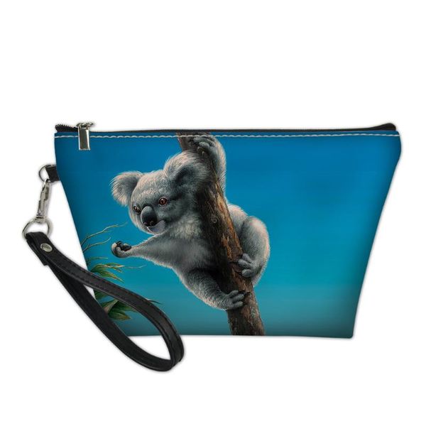 

funny koala 3d print leather make up bag women cosmetic bag casual ladies makeup case travel portable kits pu storage bags