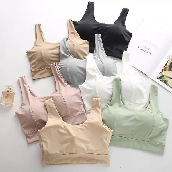 

new style sports outerwear chest-wrapped vest mid-length short womens seamless underwear comfort ice silk shockproof push-up, Black;white