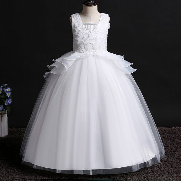 

childrens flower girl wedding party dress girl wedding garment peng dress childrens walking show piano presiding long dress, White;pink