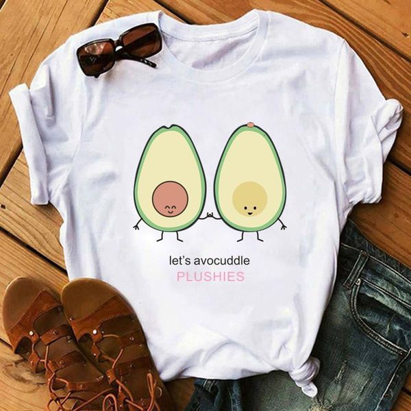 

women graphic t shirts fashion t-shirts 2021 funny print avocado frog tees short sleeve tshirts girls gift female clothing, White