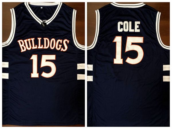 

j. cole #15 bulldogs high school basketball jersey wholesale movie basketball jersey double stutched navy blue, Black