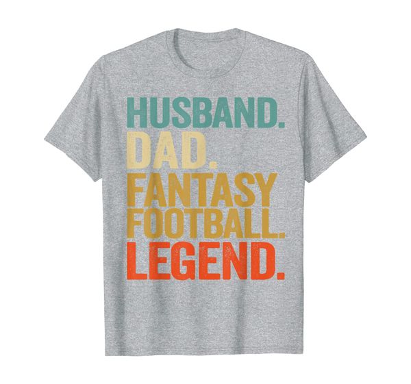 

mens husband dad fantasy football legend funny men vintage t-shirt, White;black