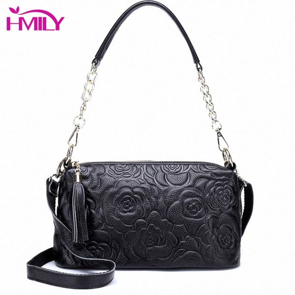 

hmily genuine leather women handbags flowers style womens messenger bag fashion ladies shoulder bag real cowskin crossbody z79n#