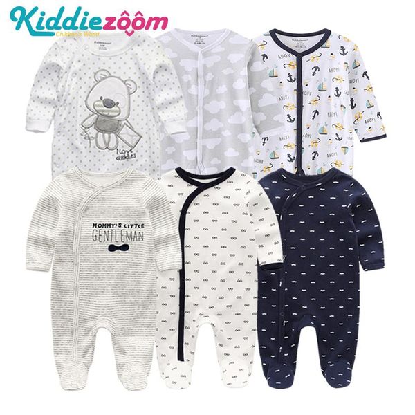

jumpsuits 2/3pcs born romper jumsuit baby boy 100% cotton long sleeve pajamas 0-12m cartoon infant clothing outfits, Blue