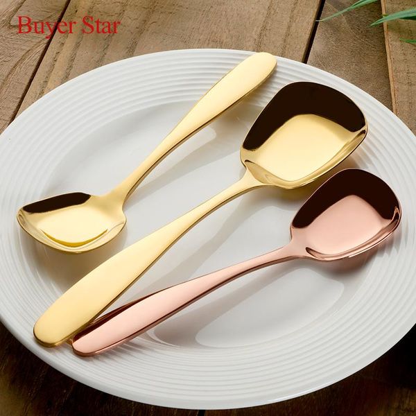 

pcs/set stainless steel flat spoons chinese silver soup coffee dinner gold spoon sets kitchen accessories flatware
