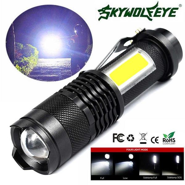 

new 5000lm zoomable cob+ q5 led 4mode 14500/ tactical emergent travel convenient lighting #3j31