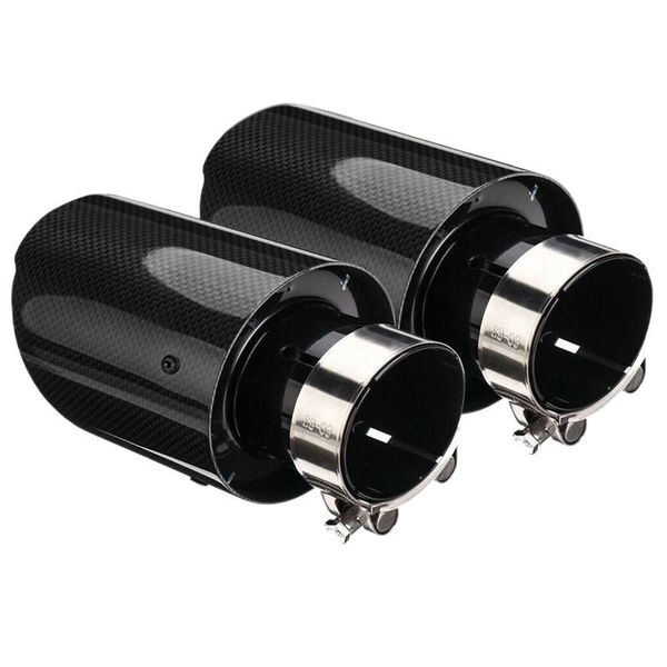 

2x 2.5 inch car exhaust tips tailpipes stainless steel gloss carbon 6m-101mm