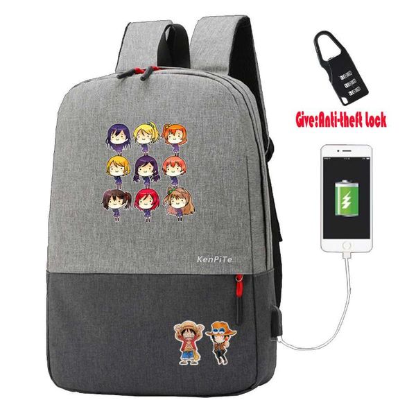 

backpack cartoon cute lovelive student school bags women men travel bag teenagers lapanti-theft usb charging knapsack