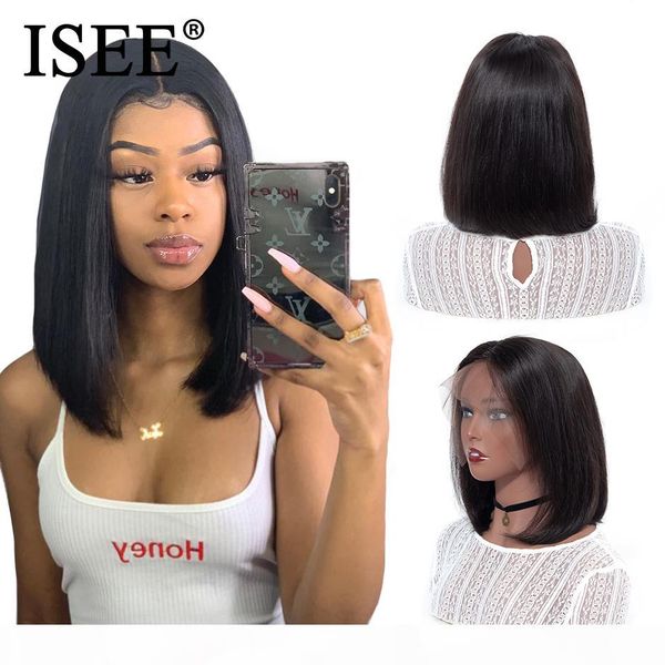 

straight bob human hair wigs 13x4 lace frontal wig straight lace front wigs isee hair peruvian lace front human hair wigs, Black
