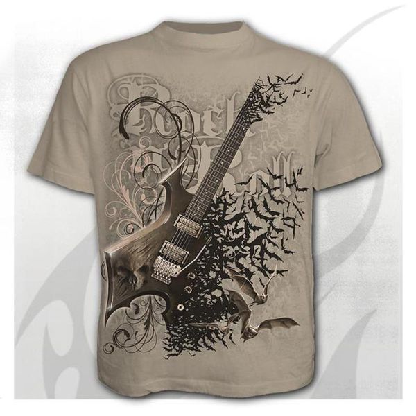 

men's t-shirts skull guitar t-shirt punk style 3d shirts summer o-neck fashion harajuku boys clothing plus size streetwear, White;black