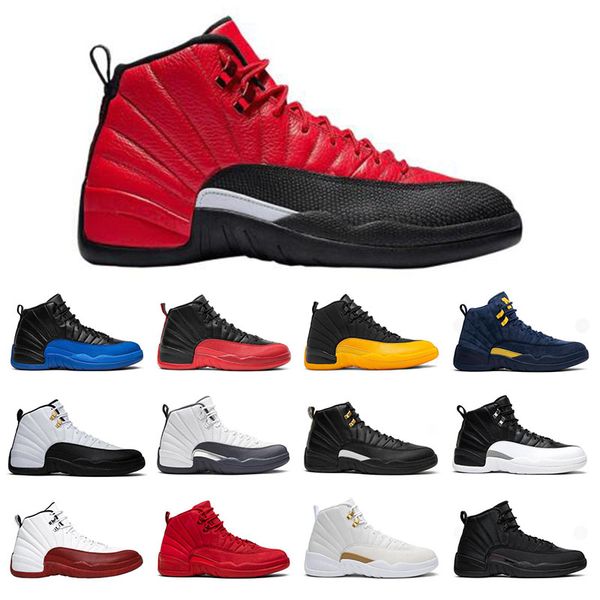 

12 men basketball shoes reverse flu game dark concord university gold indigo jumpman 12s sport sneakers mens trainer size 7-13