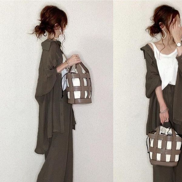 

two piece sets for women wide legs pants casual long sleeve blouse fall female fashion sets japan 2021 chic solid loose sets, Gray