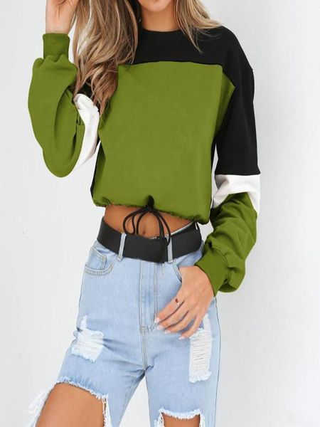 

women's hoodies & sweatshirts womens long sleeve splcing color sweatshirt pullover blouse patchwork harajuku clothes women chandail pu, Black