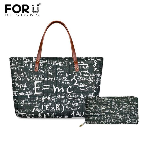 

evening bags forudesigns personality math science letter pattern female handbag set fashion large capacity handle bag for youth 2021