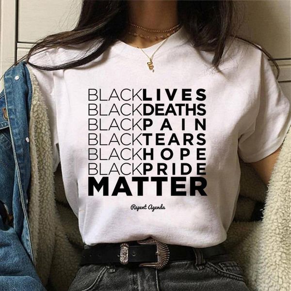 

black lives matter t shirt women harajuku letters printed tee gothic streetwear aesthetics tshirt new female t-shirt, White