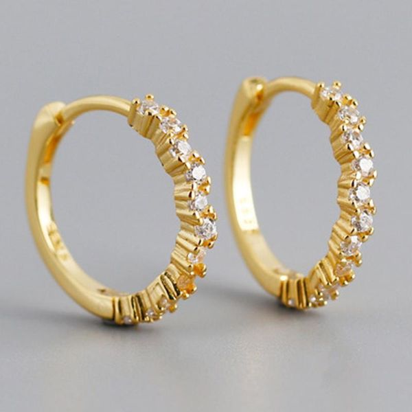 

hoop & huggie genuine 925 sterling silver small earring for women geometric round circle earrings anti-allergic ear jewelry, Golden;silver