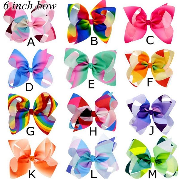 

6inch trendy grosgrain rainbow colored hair with clips fashion boutique jojo siwa bows 12color choose dropshipping, Slivery;white