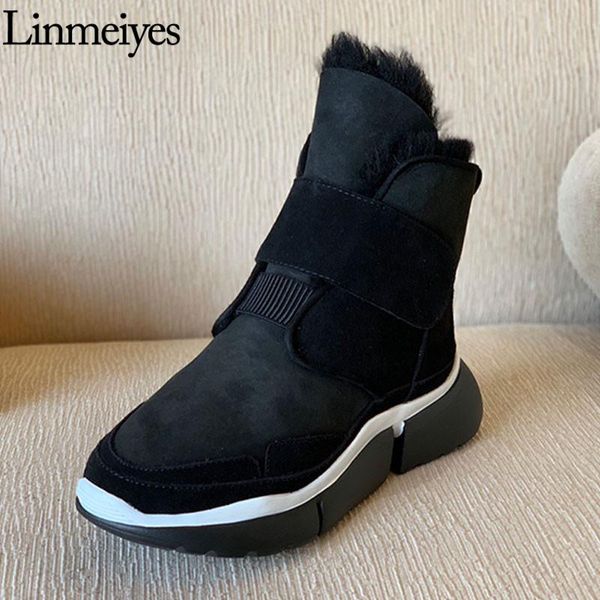 

boots winter easy collocation snow women designer fur leisure shoes ladies outdoor wool warm ankle woman zapatillas mujer, Black